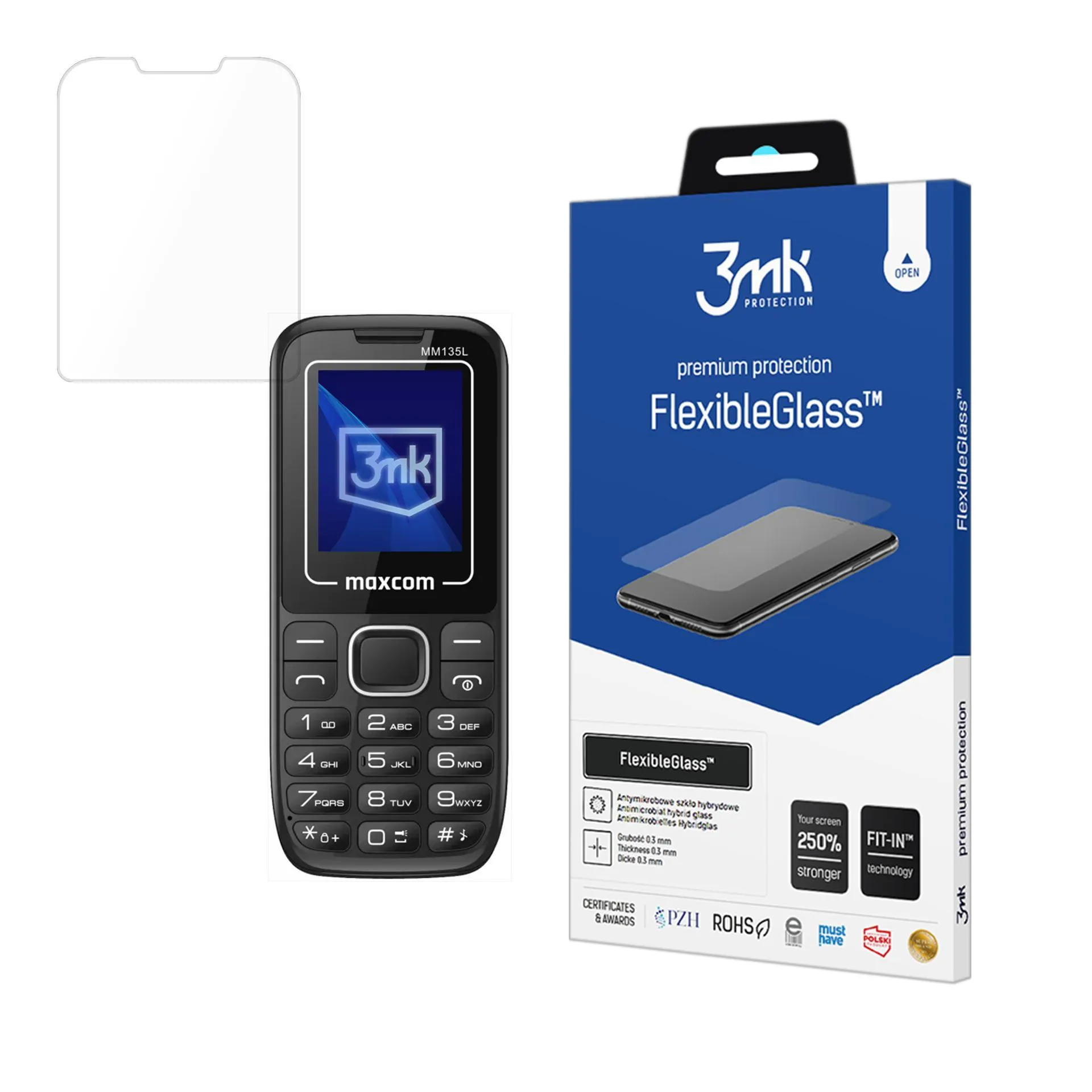 Hybridní nerozbitné sklo na Maxcom Classic MM135L - 3mk FlexibleGlass™