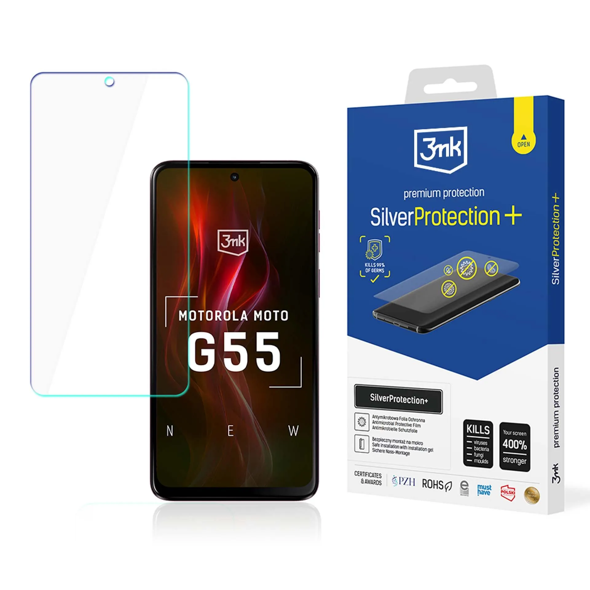 Antinárazová ochranná fólie na Motorola Moto G55 5G - 3mk SilverProtection+