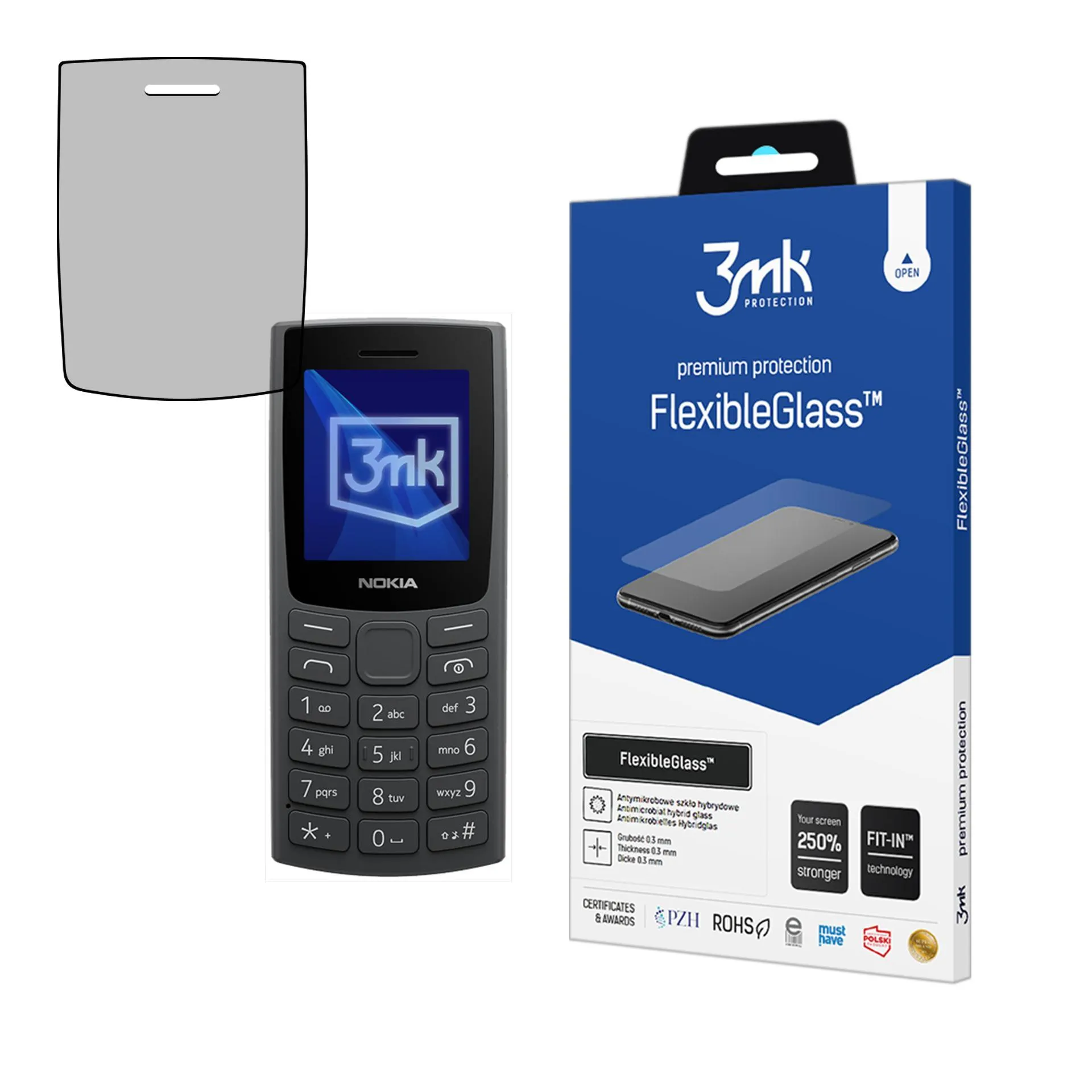 Hybridní nerozbitné sklo na Nokia 105 (2023) - 3mk FlexibleGlass™