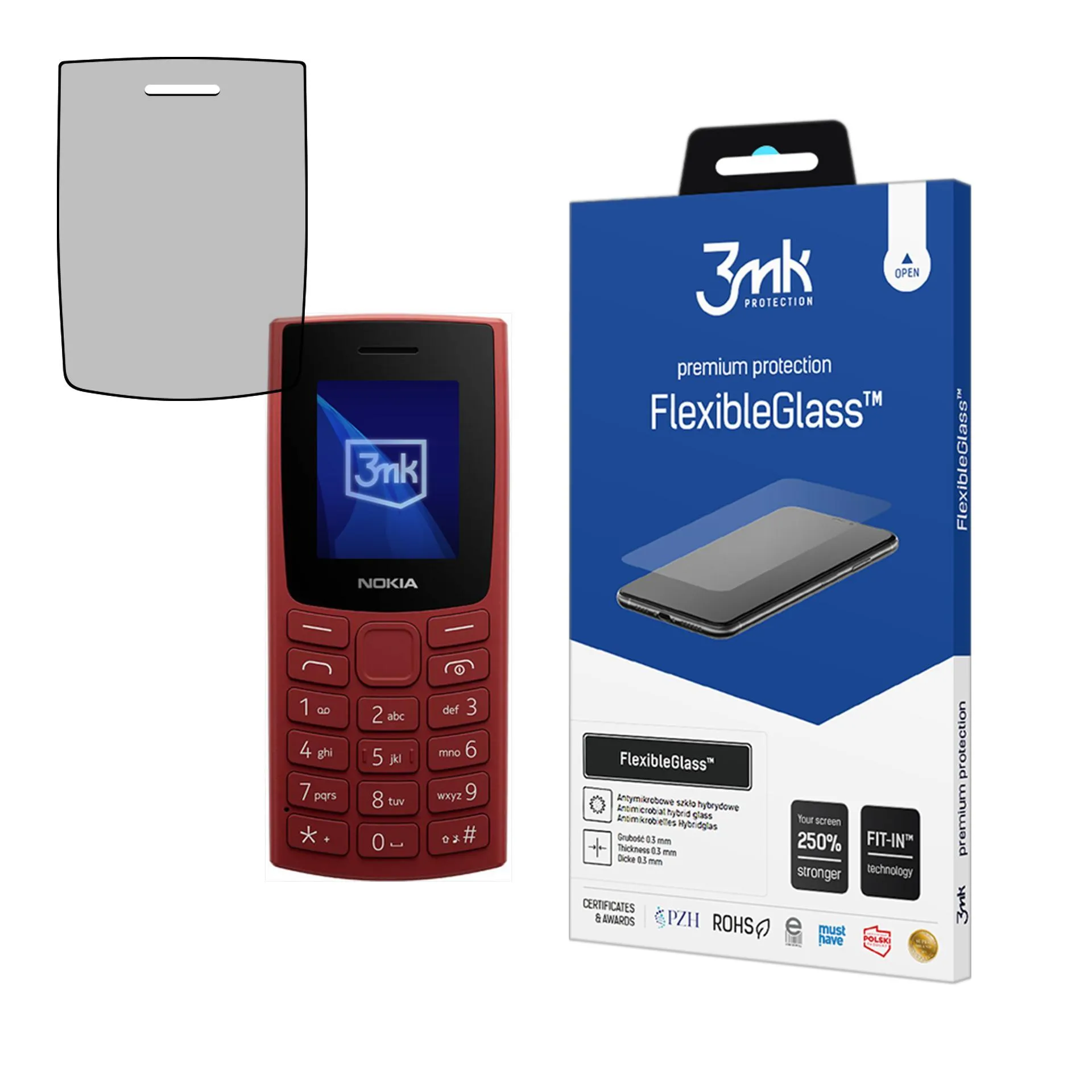 Hybridní nerozbitné sklo na Nokia 105 4G (2023) - 3mk FlexibleGlass™