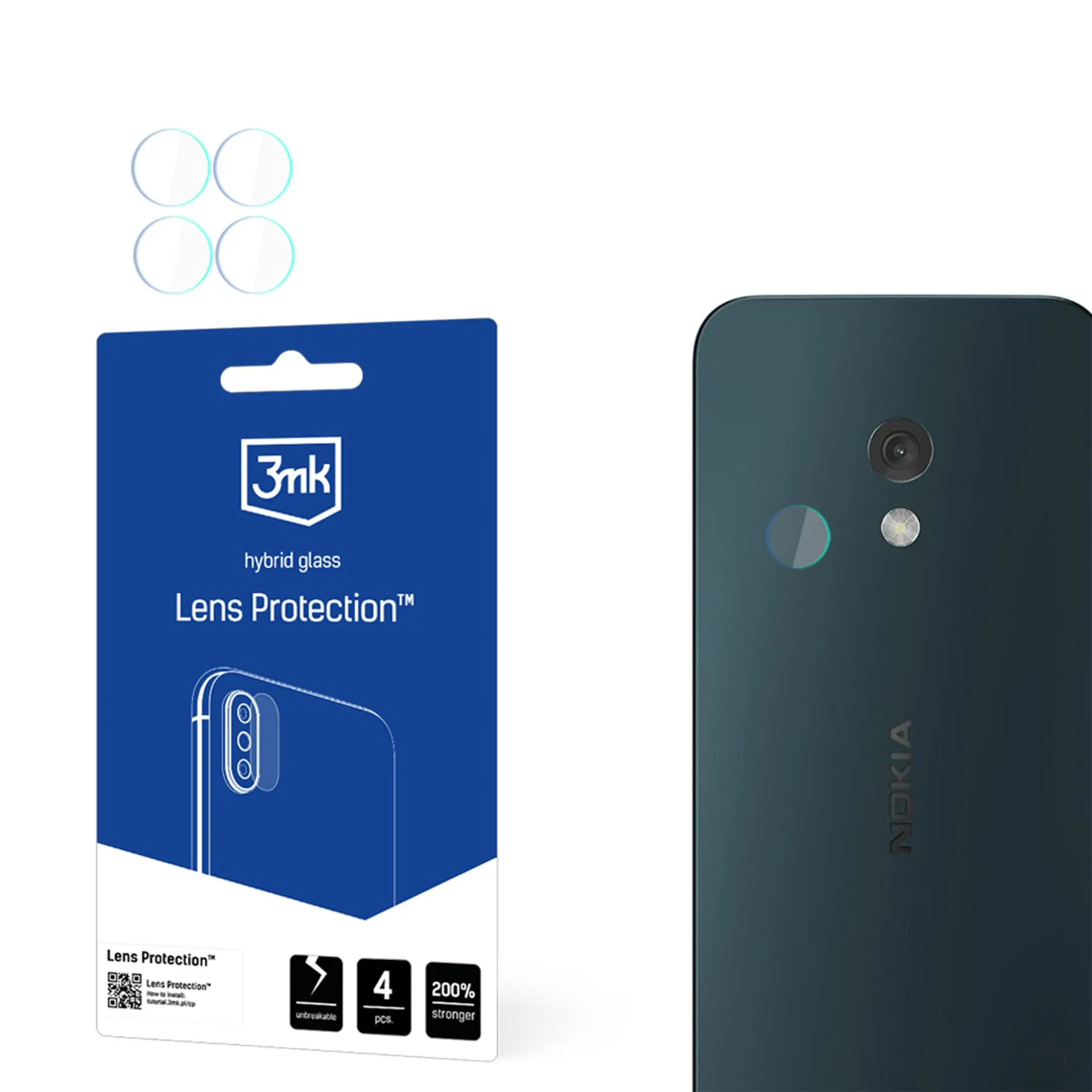 Sklo na objektiv fotoaparátu pro Nokia 225 4G (2024) - 3mk Lens Protection