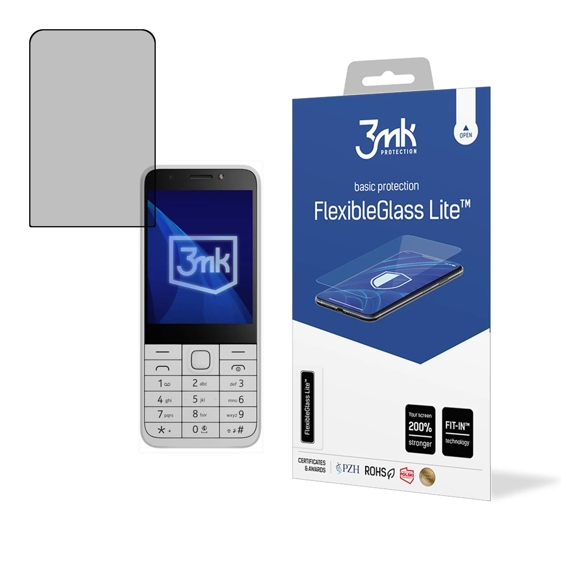 Nerozbitné hybridní sklo na Nokia 230 DualSim 2024 - 3mk FlexibleGlass Lite