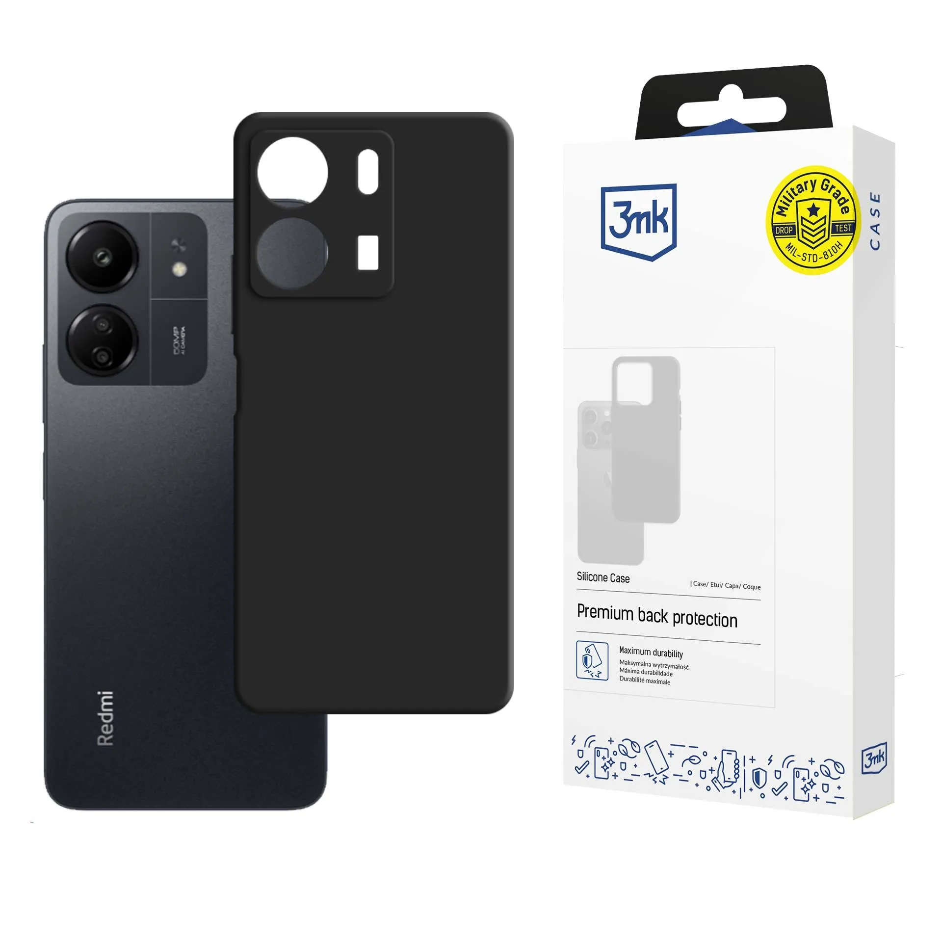 Pouzdro na Redmi 13C/POCO C65 - 3mk Silikonové pouzdro Černé