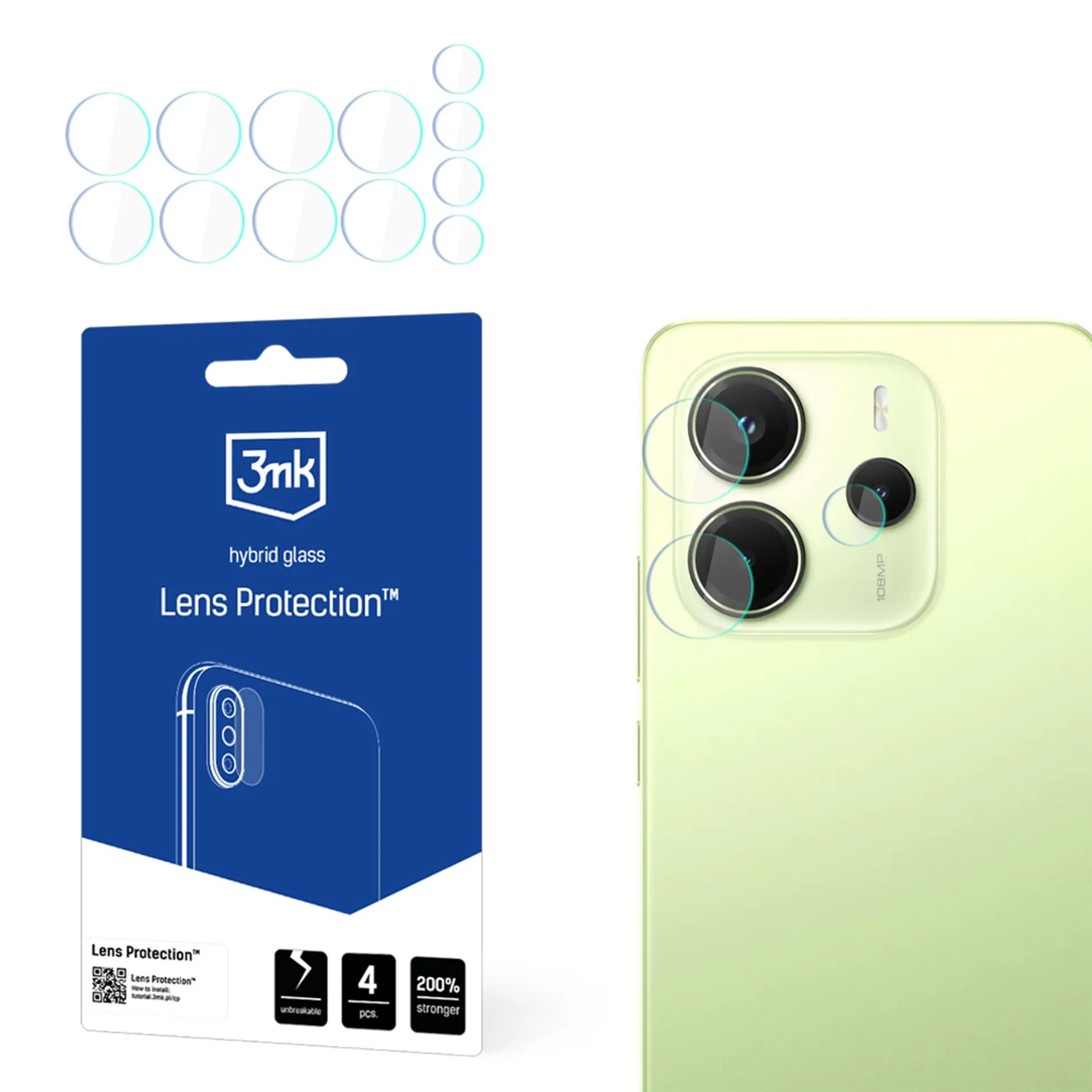 Sklo na objektiv fotoaparátu pro Redmi Note 14 4G - 3mk Lens Protection