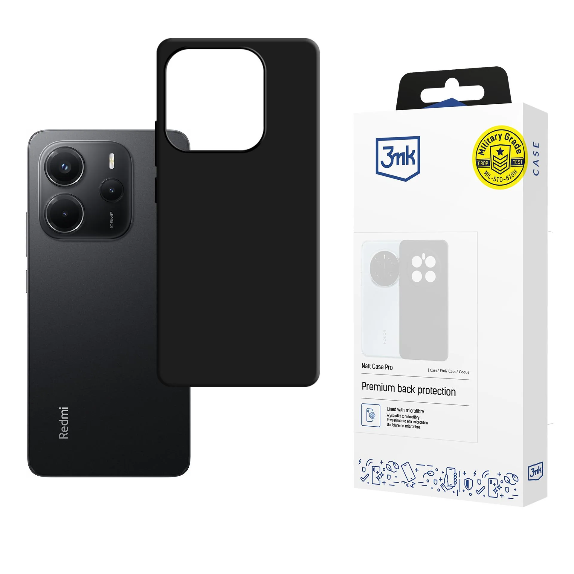 Pouzdro na Redmi Note 14 5G - 3mk Matt Case Black