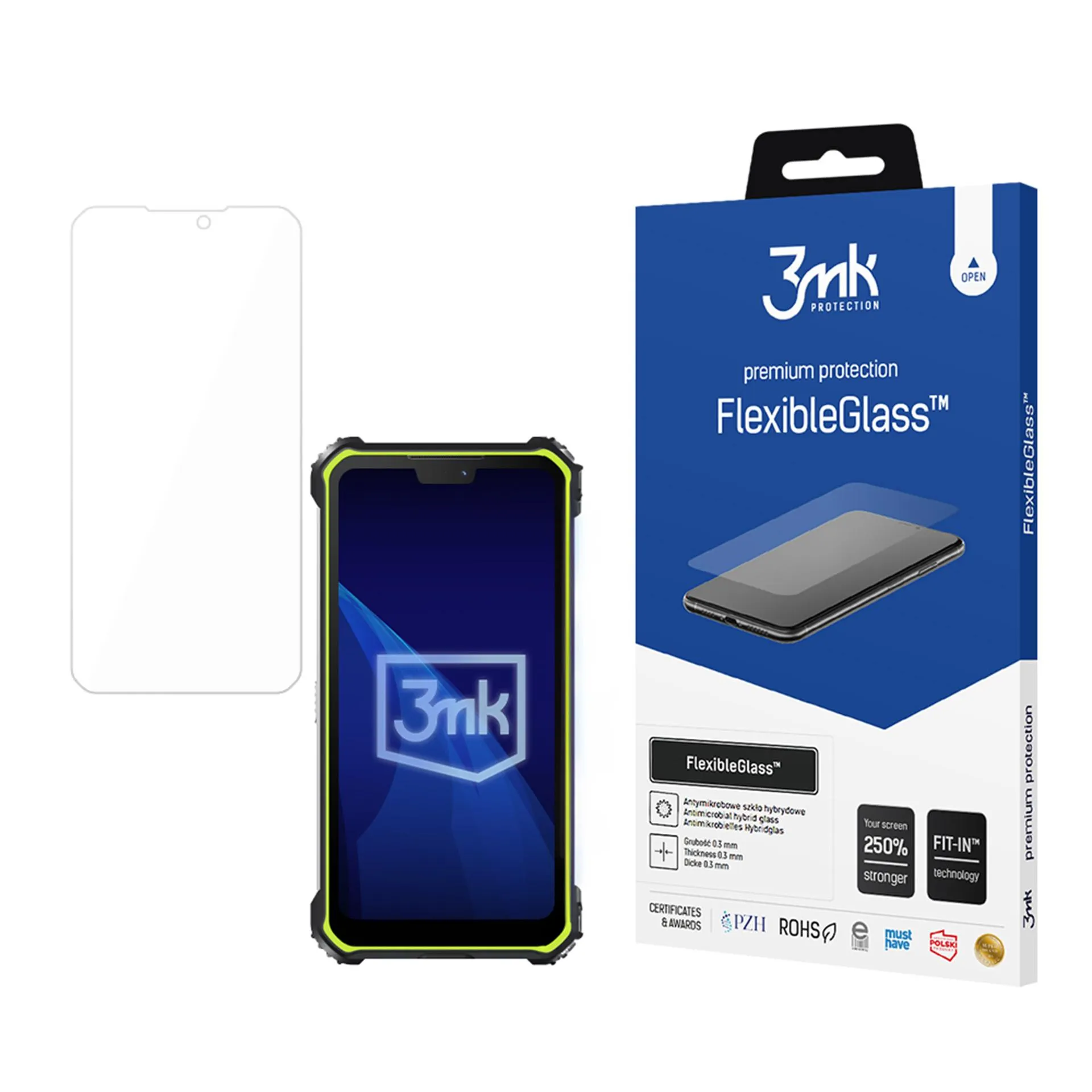 Hybridní nerozbitné sklo na Rugged Phones M10 - 3mk FlexibleGlass™