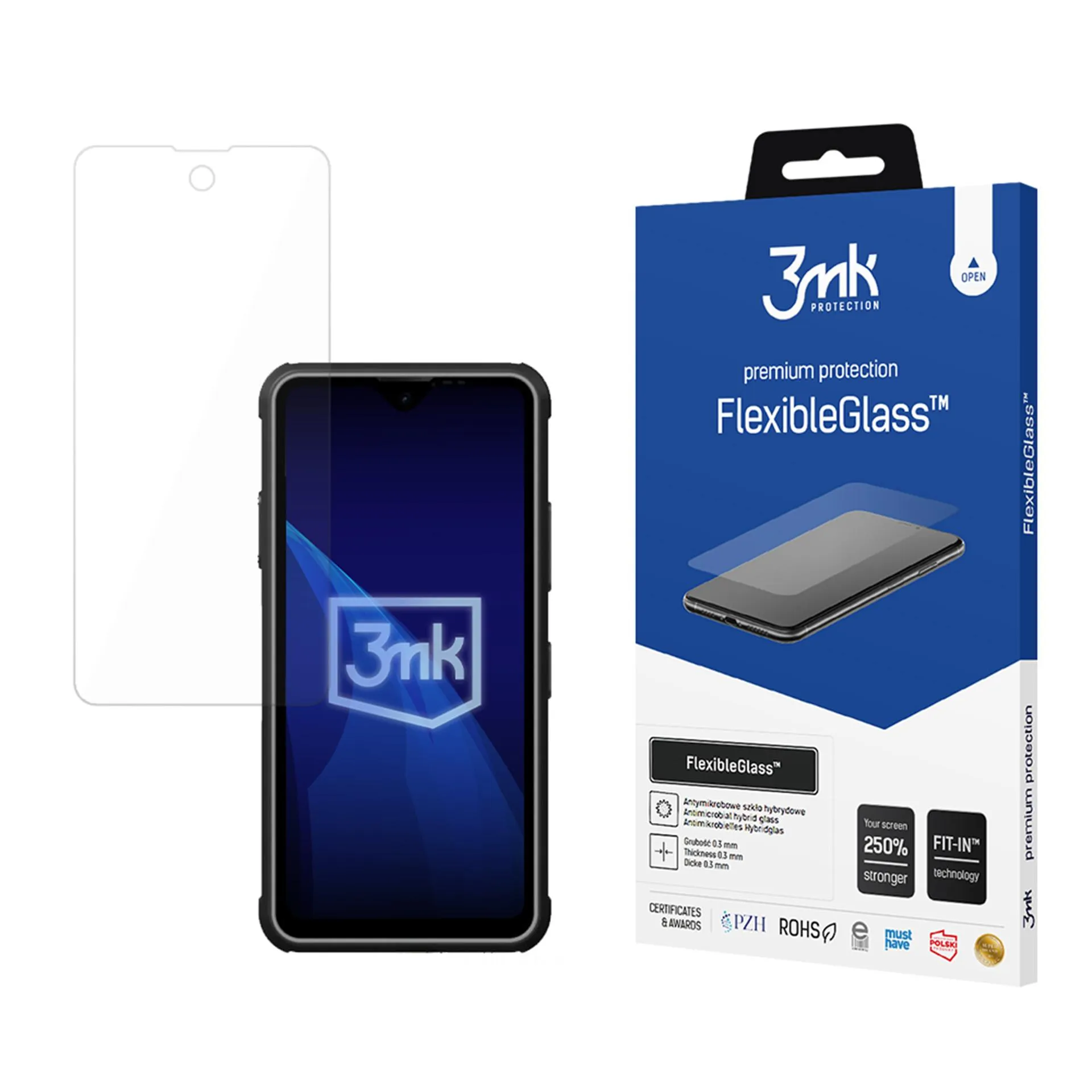 Hybridní nerozbitné sklo na Rugged Phones R4GT - 3mk FlexibleGlass™