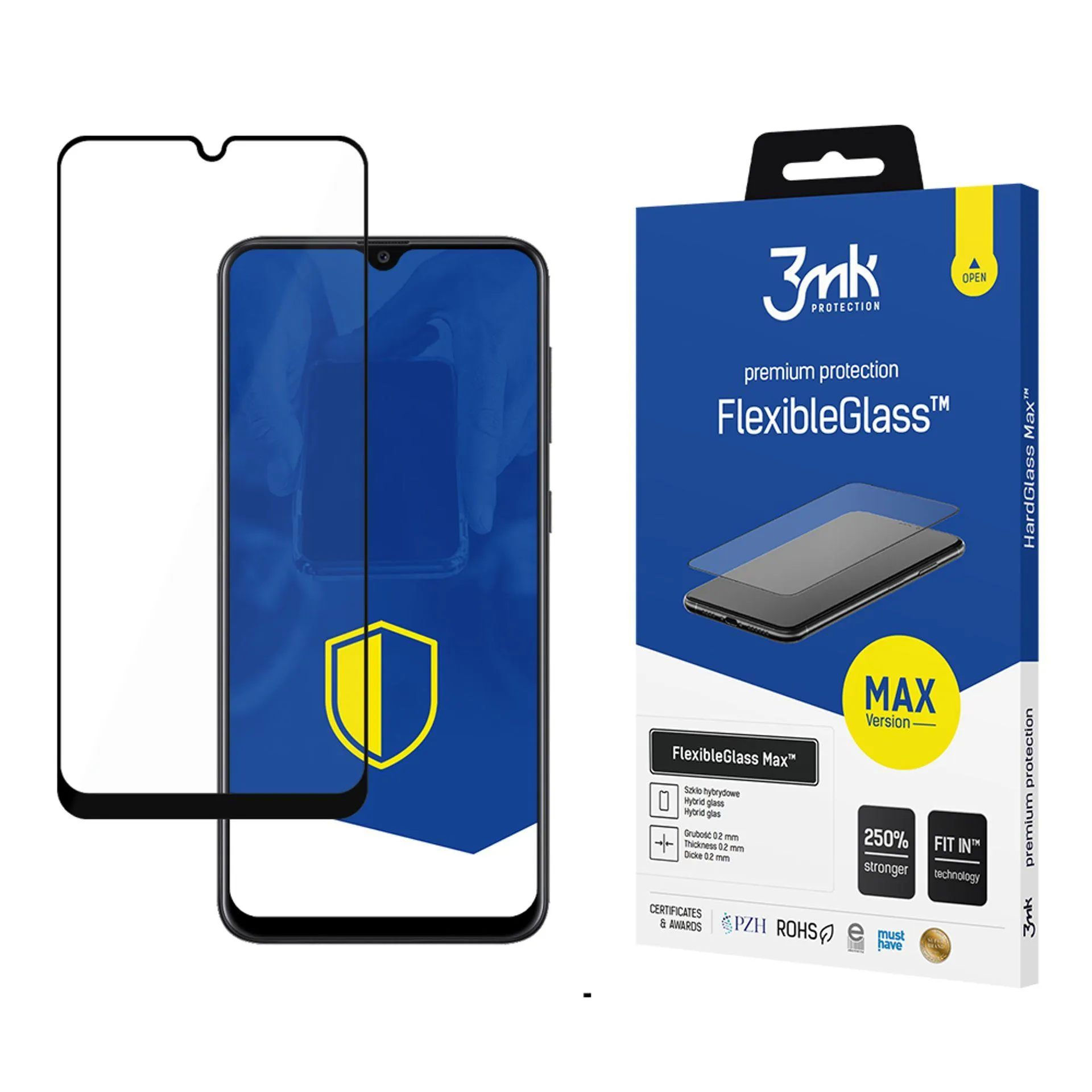 Nepraskající hybridní sklo na Samsung Galaxy A50 - 3mk FlexibleGlass Max