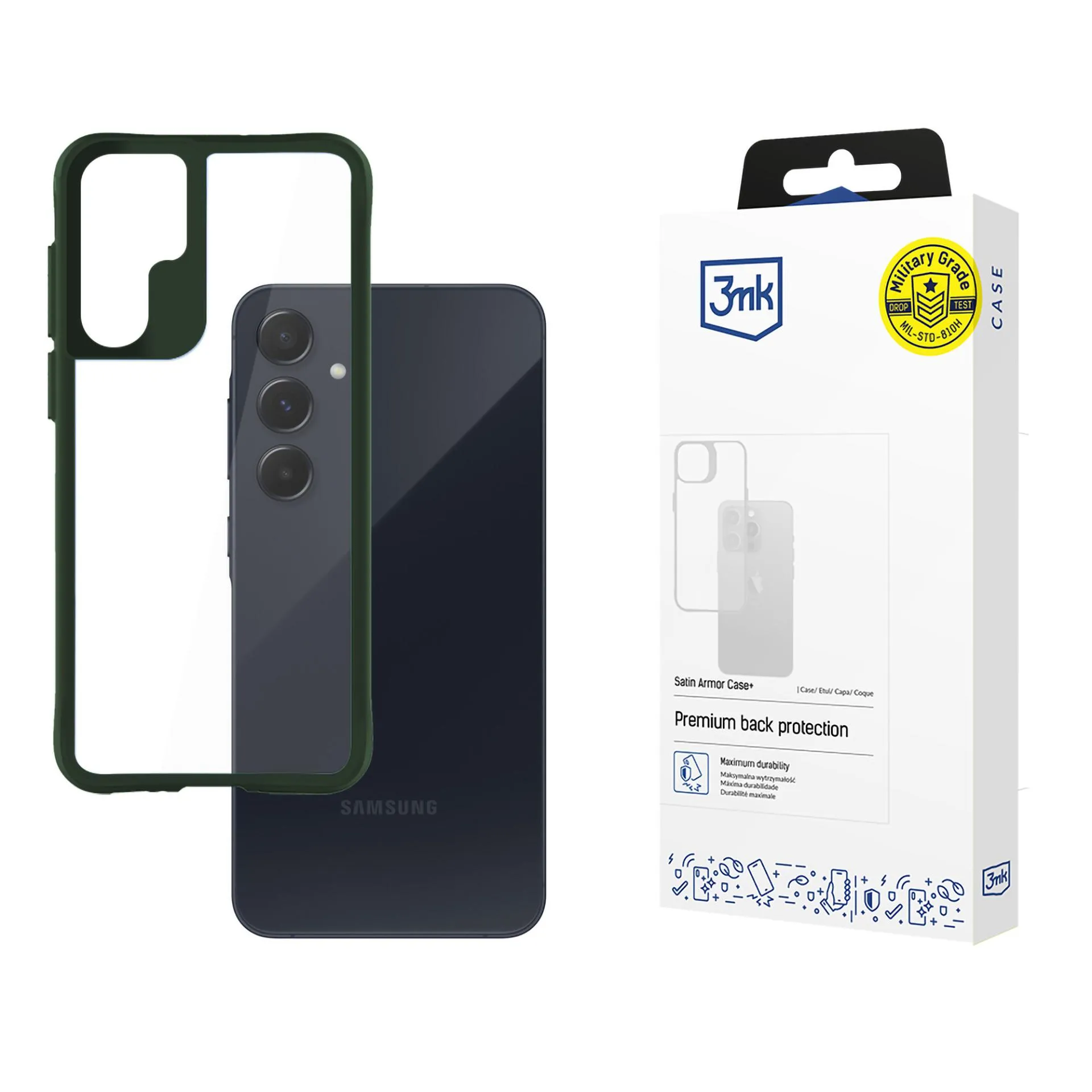 Pouzdro na Samsung Galaxy A55 5G - 3mk Satin Armor Case+ Zelené