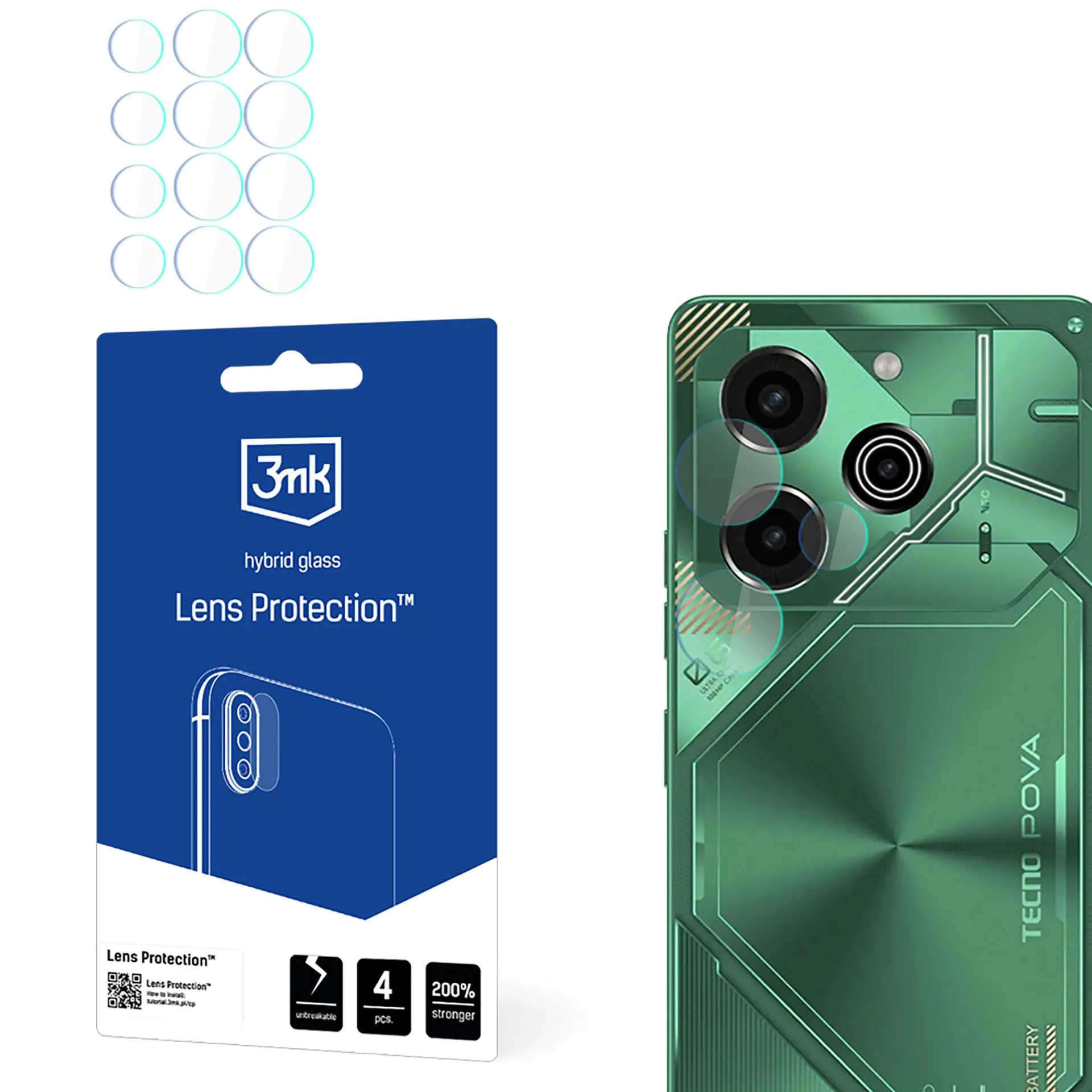 Sklo na objektiv fotoaparátu pro Tecno POVA 6 Pro - 3mk Lens Protection